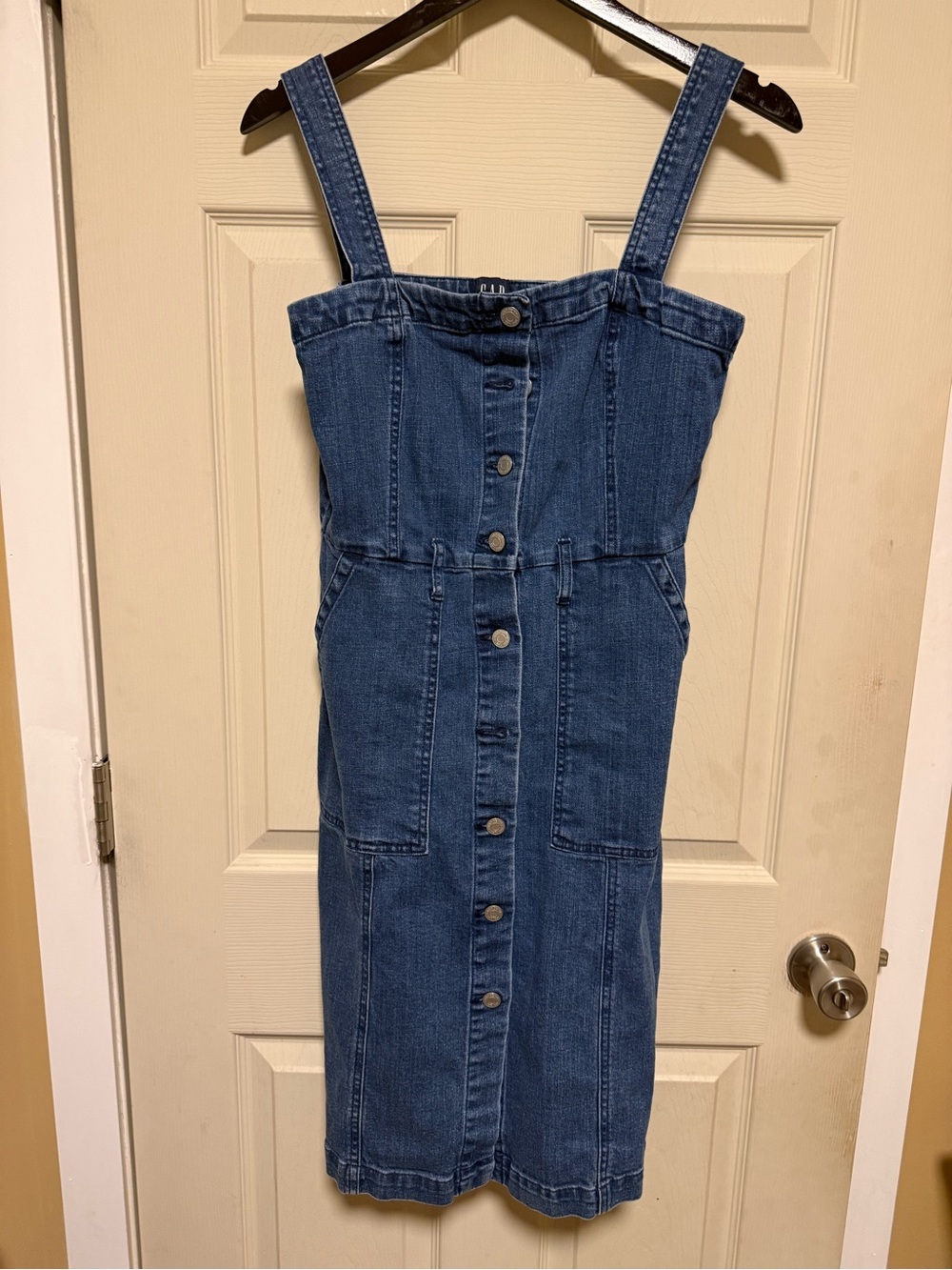 GAP Blue Denim Button-Front Overall Dress